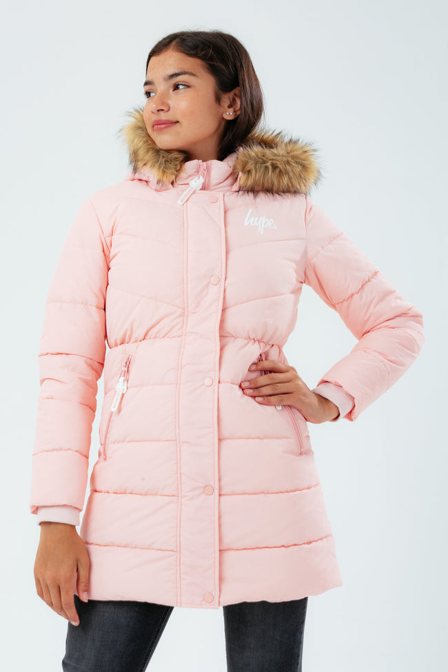 HYPE PINK FITTED KIDS PARKA JACKET