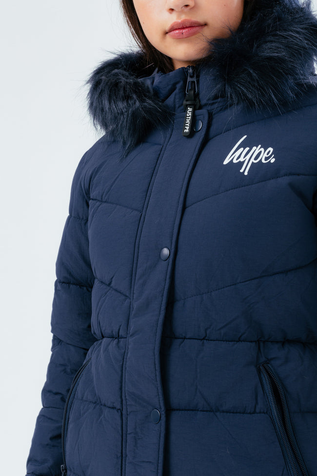 HYPE NAVY FITTED KIDS PARKA JACKET