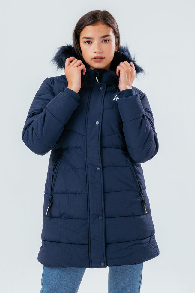 HYPE NAVY FITTED KIDS PARKA JACKET