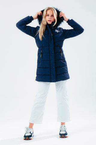 HYPE NAVY FITTED KIDS PARKA JACKET