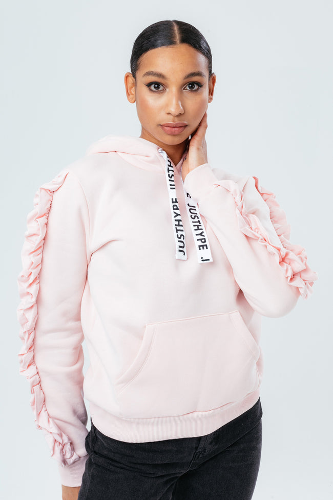 HYPE PINK RUFFLE WOMEN'S HOODIE