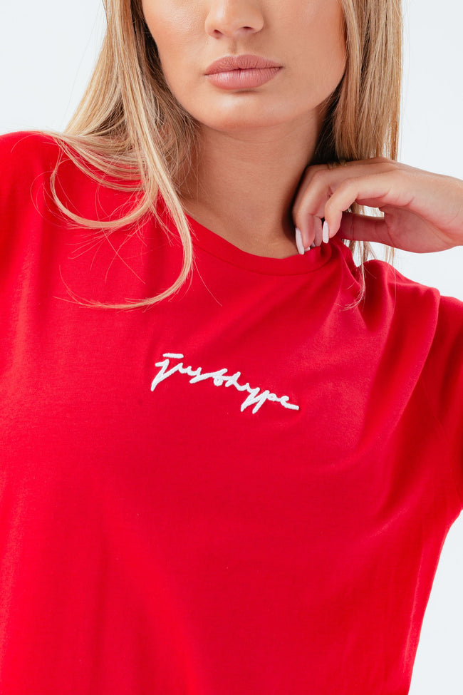 HYPE RED SCRIBBLE OVERSIZED WOMEN'S T-SHIRT