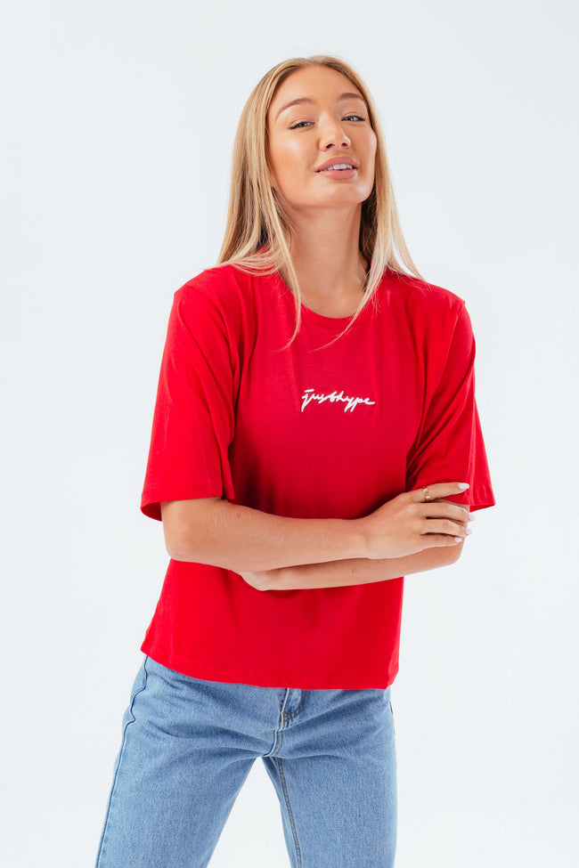 HYPE RED SCRIBBLE OVERSIZED WOMEN'S T-SHIRT