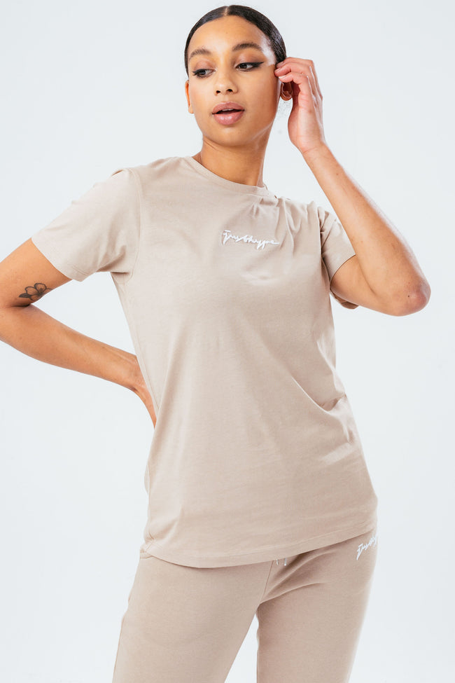 HYPE WHITE OLIVE SCRIBBLE WOMEN'S T-SHIRT