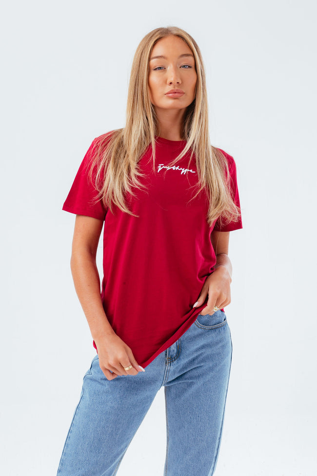 HYPE BURGUNDY SCRIBBLE WOMEN'S T-SHIRT