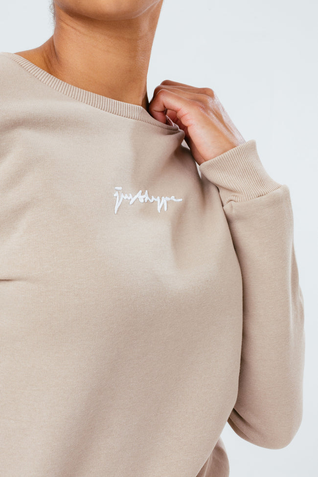 HYPE WHITE OLIVE SCRIBBLE WOMEN'S CREW NECK