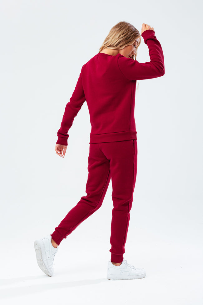 HYPE BURGUNDY SCRIBBLE WOMEN'S CREW NECK