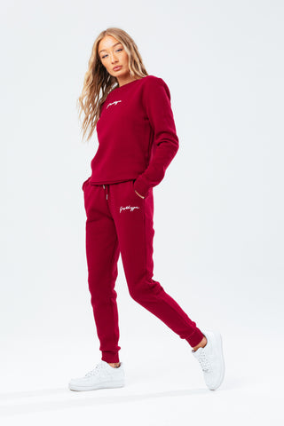 HYPE BURGUNDY SCRIBBLE WOMEN'S CREW NECK