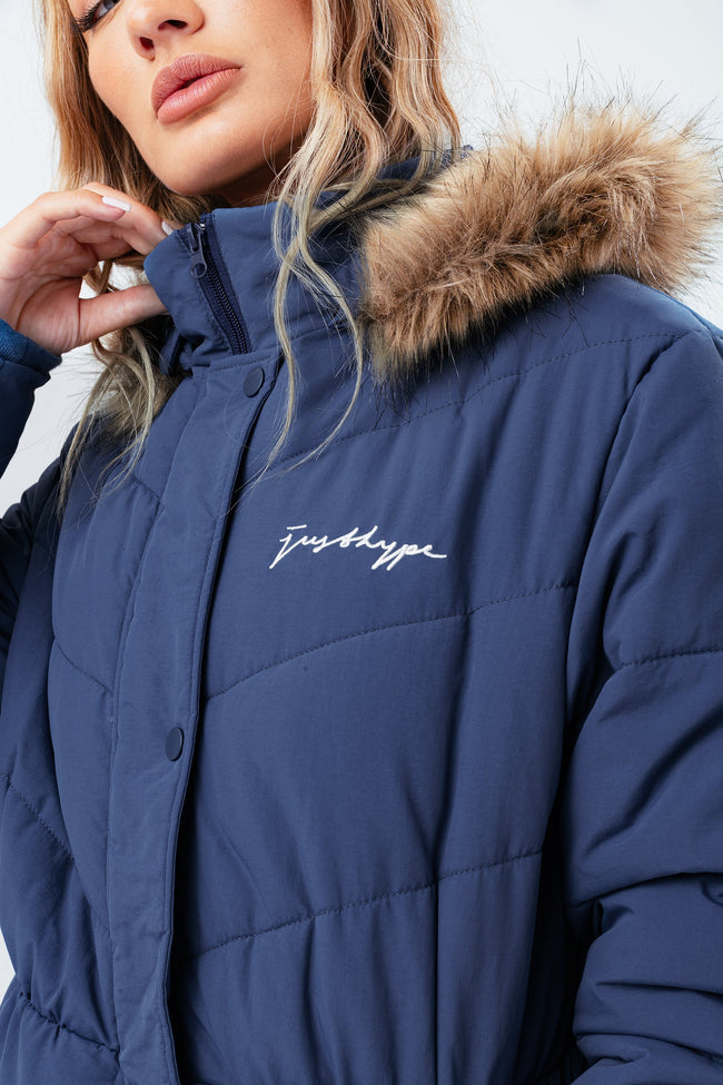 HYPE NAVY FITTED WOMEN'S PUFFER JACKET