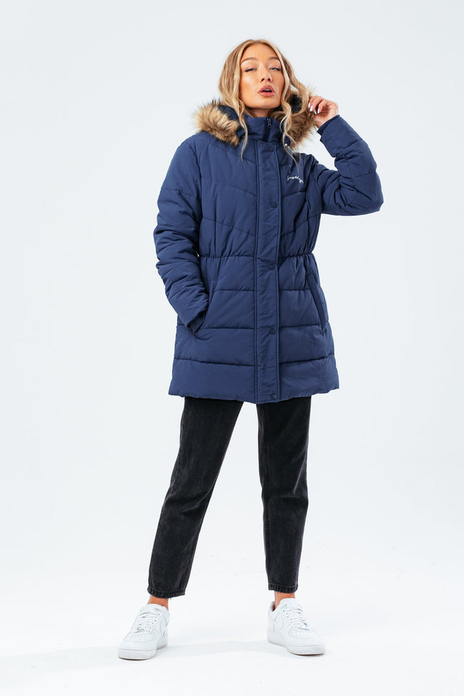 HYPE NAVY FITTED WOMEN'S PUFFER JACKET