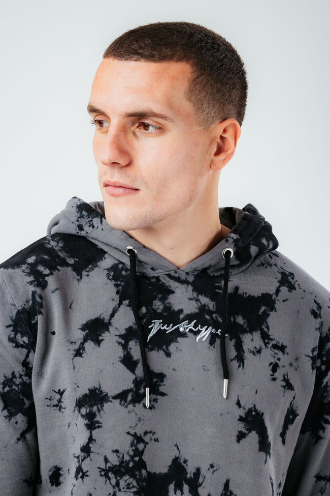 HYPE ACID WASH OVERSIZED SCRIBBLE MEN'S HOODIE