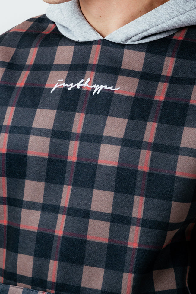 HYPE DARK CHECK OVERSIZED MEN'S HOODIE