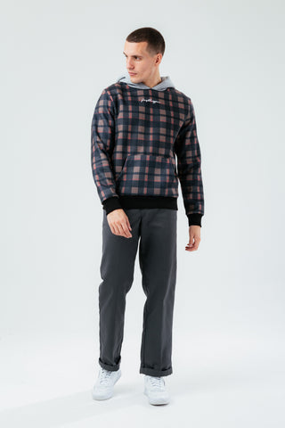 HYPE DARK CHECK OVERSIZED MEN'S HOODIE