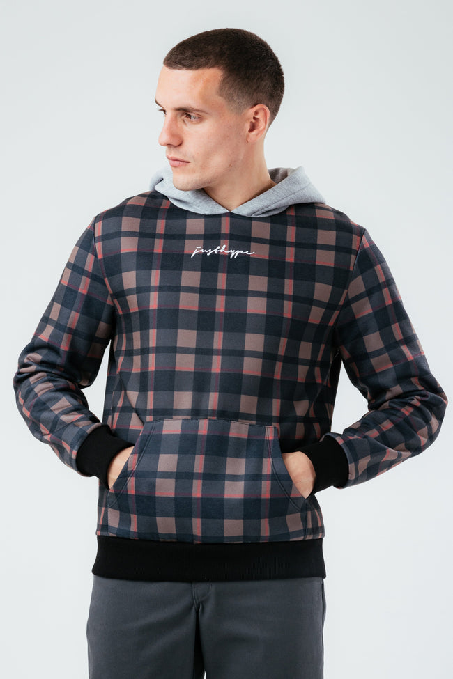 HYPE DARK CHECK OVERSIZED MEN'S HOODIE