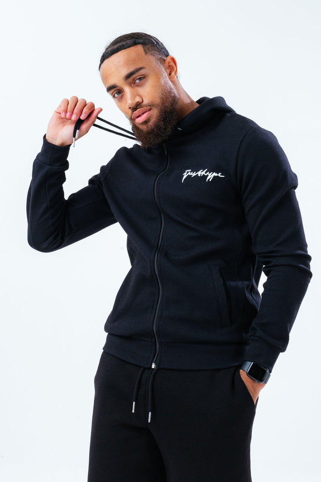 HYPE BLACK PIQUE ZIP MEN'S HOODIE