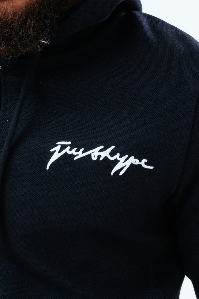 HYPE BLACK PIQUE ZIP MEN'S HOODIE