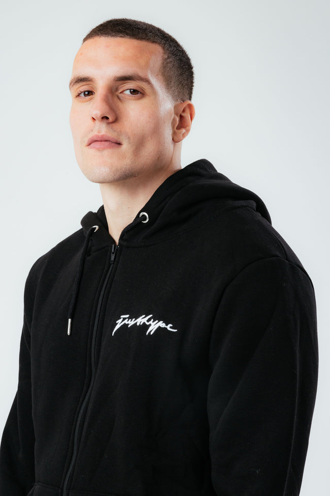 HYPE BLACK OVERSIZED ZIP MEN'S HOODIE