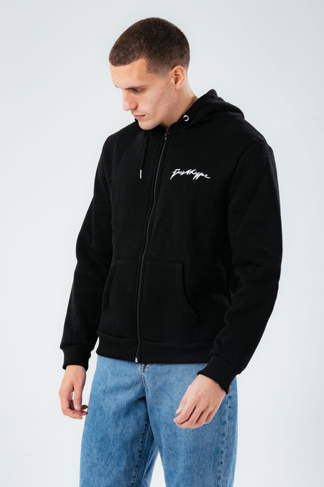 HYPE BLACK OVERSIZED ZIP MEN'S HOODIE