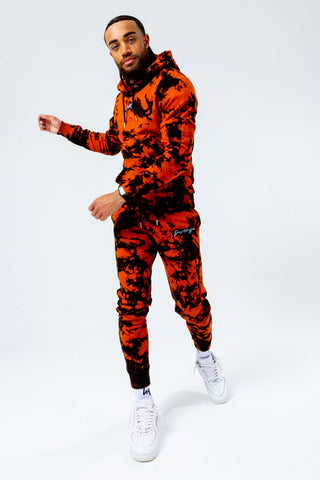 HYPE BLACK ORANGE TIE DYE MEN'S PULLOVER HOODIE