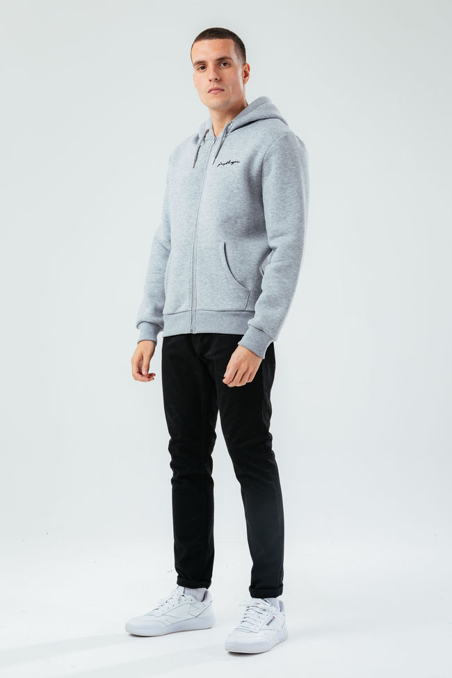 HYPE GREY MARL OVERSIZED ZIP MEN'S HOODIE