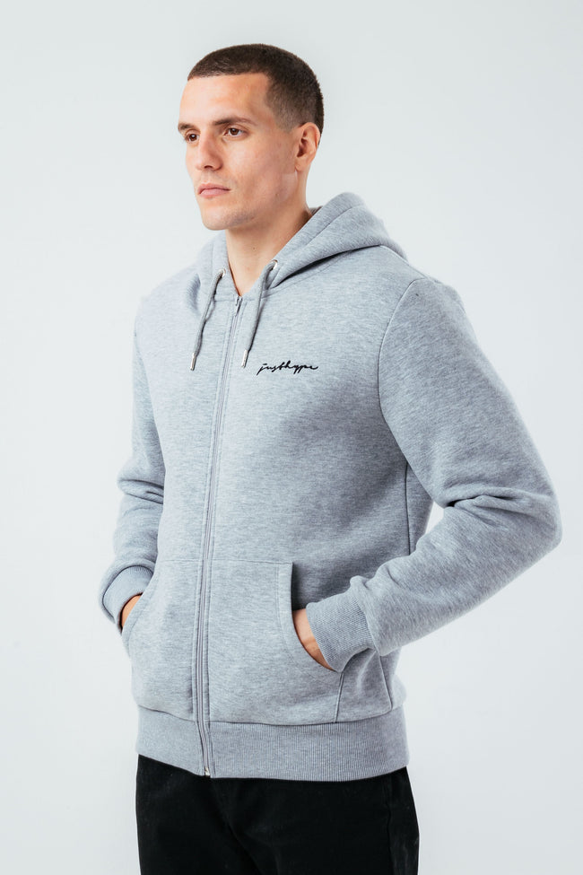 HYPE GREY MARL OVERSIZED ZIP MEN'S HOODIE