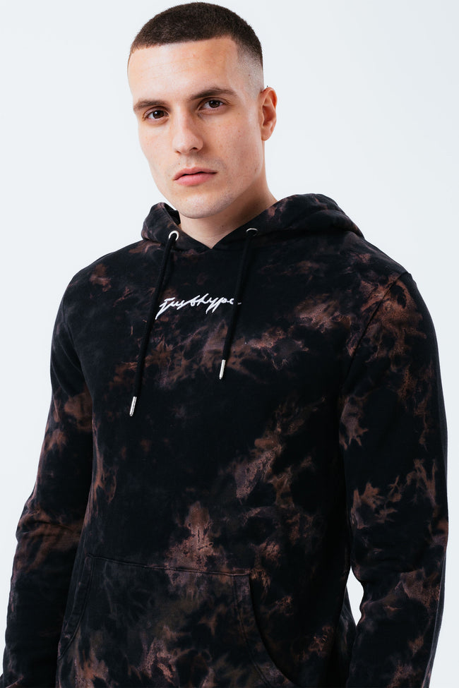 HYPE MULTI DARK ACID WASH MEN'S PULLOVER HOODIE