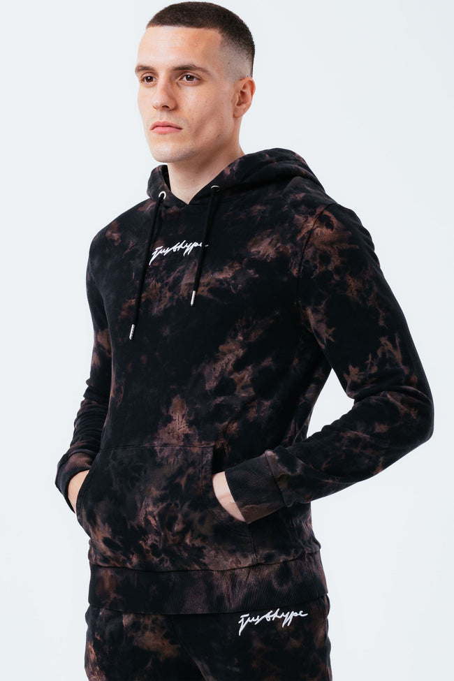 HYPE MULTI DARK ACID WASH MEN'S PULLOVER HOODIE