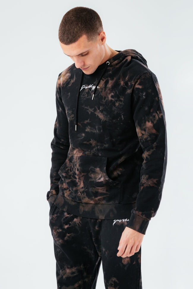 HYPE MULTI DARK ACID WASH MEN'S PULLOVER HOODIE