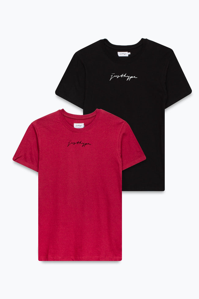 HYPE BURGUNDY & BLACK OVERSIZED MEN'S T-SHIRT SET