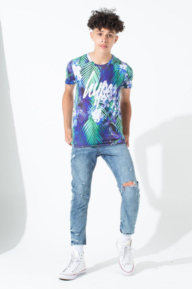 HYPE CYAN PALM KIDS T-SHIRT