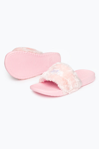 HYPE PINK FLUFFY SCRIPT SLIDERS