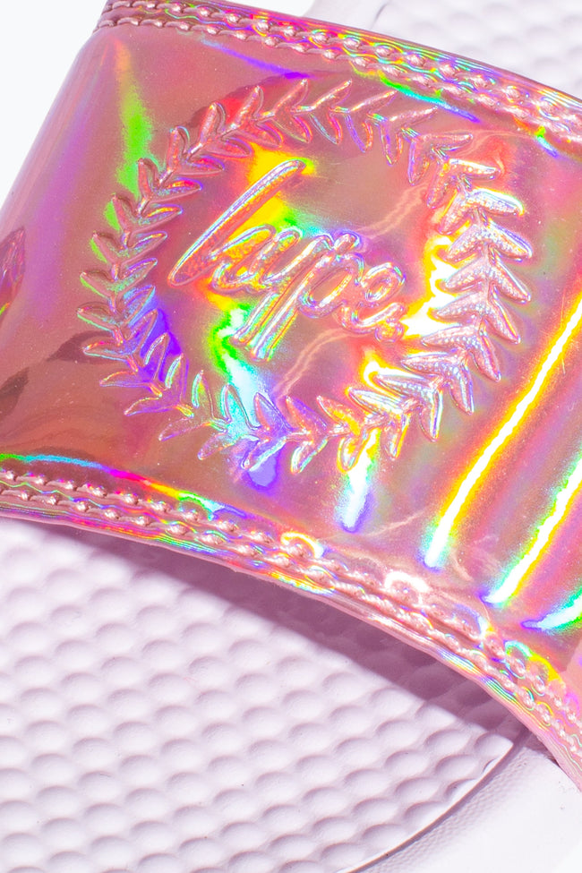 Hype Pink Holographic Kids Sliders