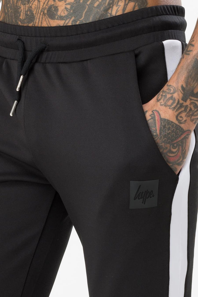 HYPE BLACK POLY STRIPE MENS JOGGERS