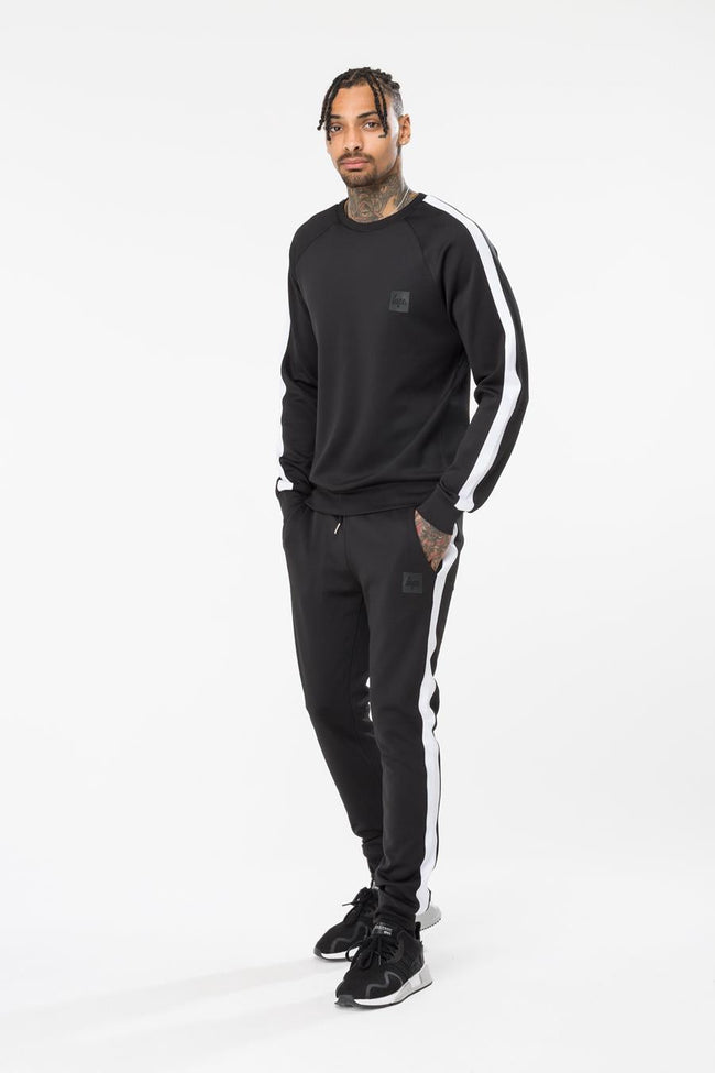 HYPE BLACK POLY STRIPE MENS JOGGERS