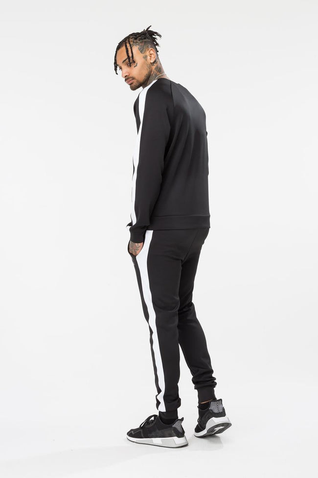 HYPE BLACK POLY STRIPE MENS JOGGERS