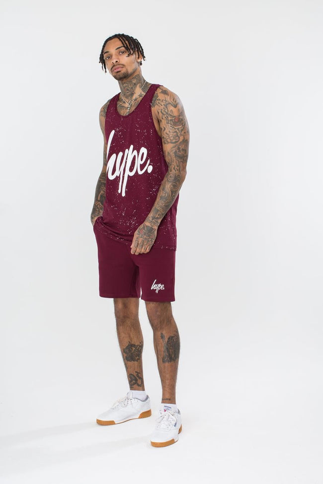 Hype Burgundy Script Mens Shorts