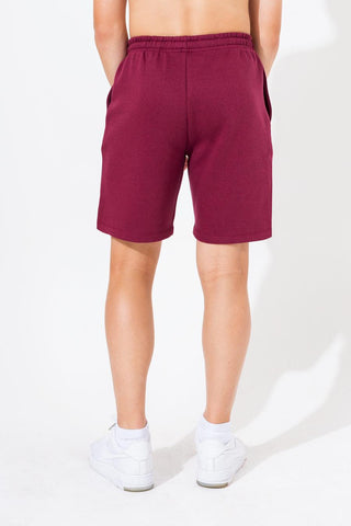 HYPE BURGUNDY SCRIPT KIDS SHORTS