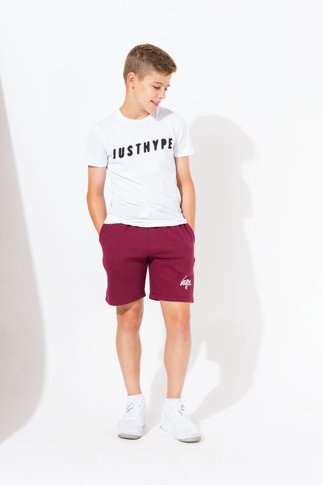 HYPE BURGUNDY SCRIPT KIDS SHORTS