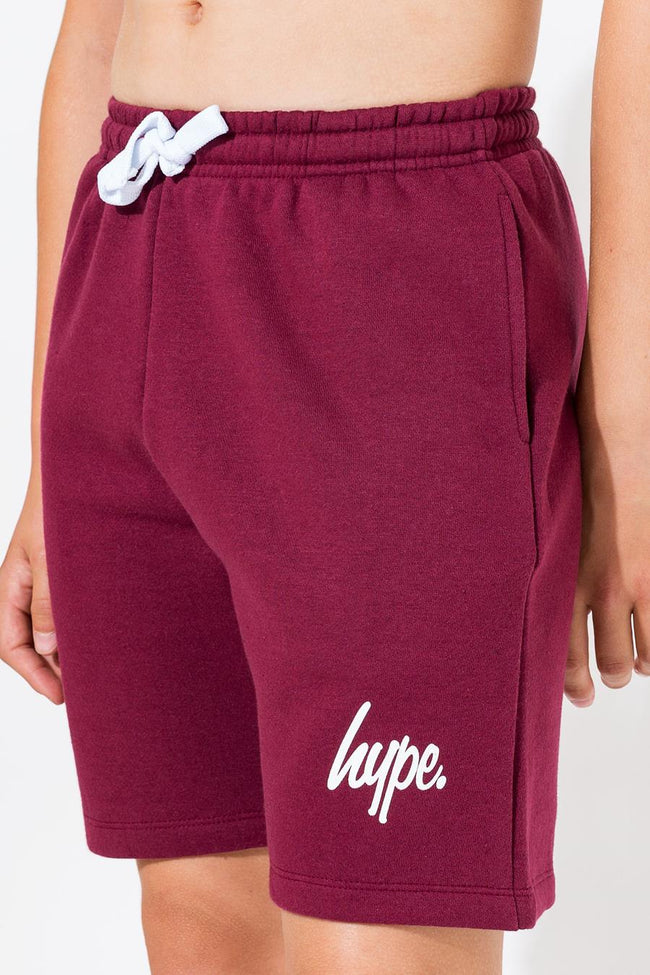 HYPE BURGUNDY SCRIPT KIDS SHORTS