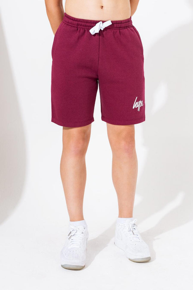 HYPE BURGUNDY SCRIPT KIDS SHORTS